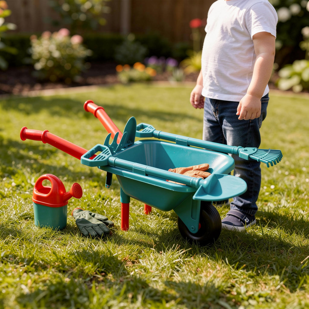 Kids Garden Tool Set with Wheelbarrow - Children's Gardening Kit