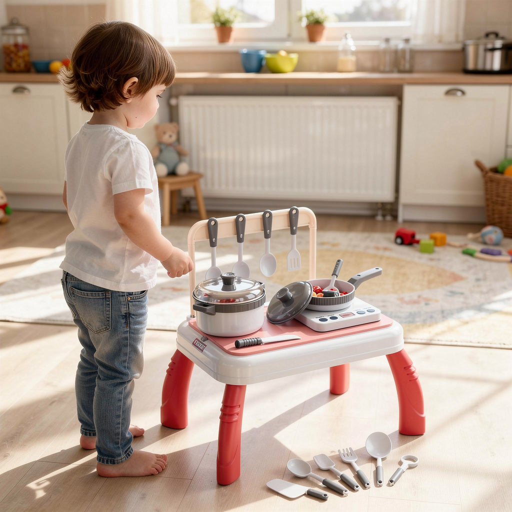 Pretend Cooking Table - Battery Operated Kids Play Kitchen Set