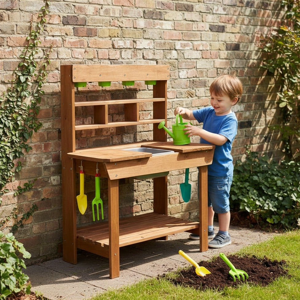 Wooden Mud Kitchen - Outdoor Play Kitchen for Kids by Tooky Toy