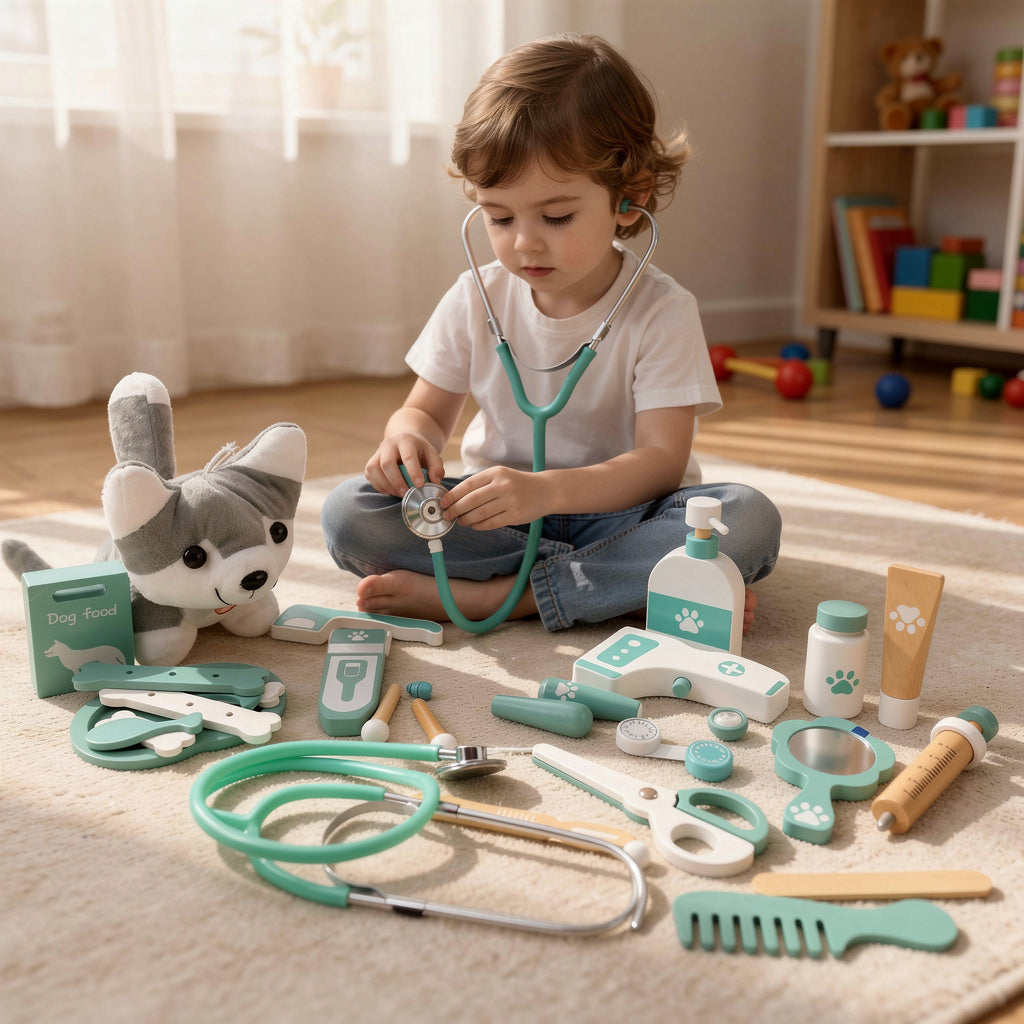 Pet Vet Set with Carry Bag - Kids Veterinarian Play Kit