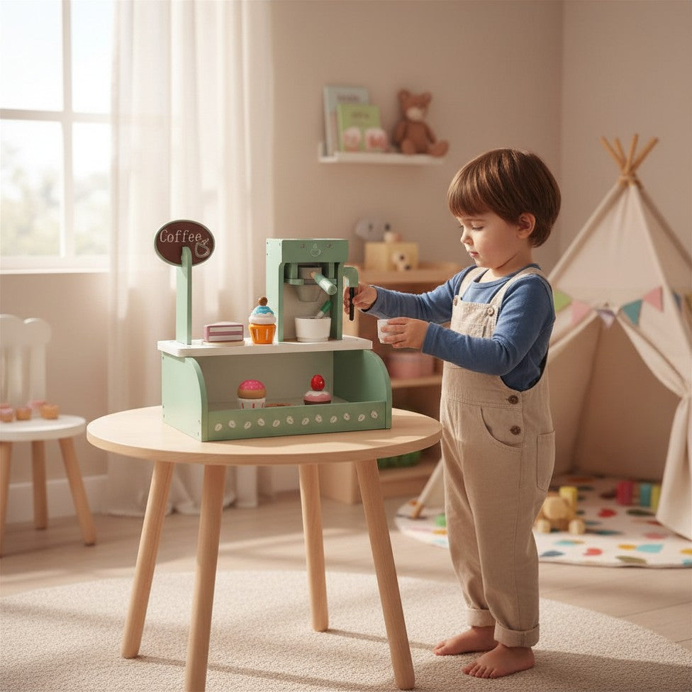 Wooden Coffee Shop Play Set - Tooky Toy Pretend Café & Barista Set