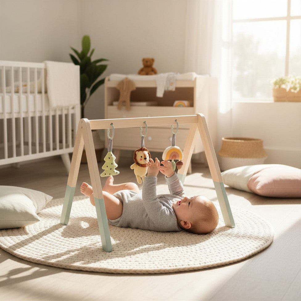 Wooden Baby Gym with Hanging Toys - Tooky Toy Activity Frame