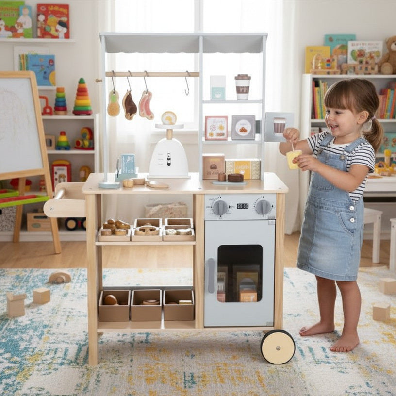 Wooden Grocery Store Play Set for Kids