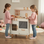Cream Wooden Play Kitchen Set - Eco-Friendly Tooky Toy Kitchen