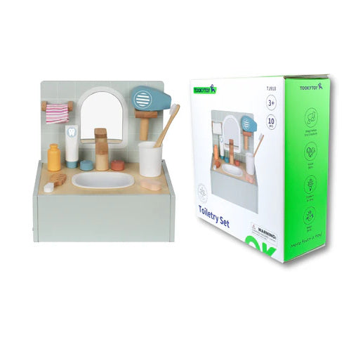 Wooden Bathroom Playset - Toiletry & Hygiene Pretend Play Set