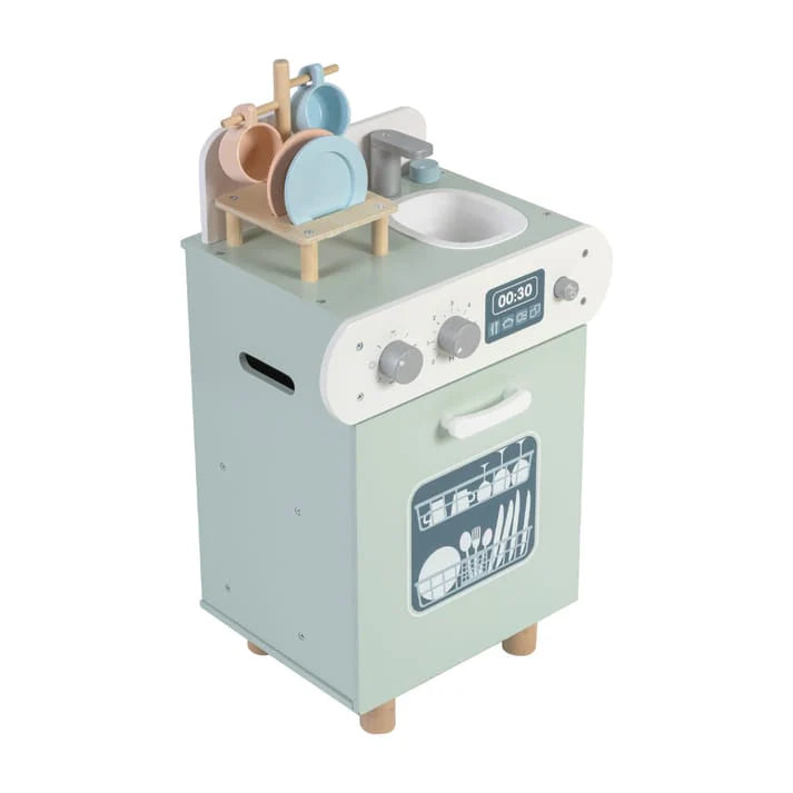 Tooky Toy Wooden Dishwasher Playset - Kitchen Pretend Play with Accessories