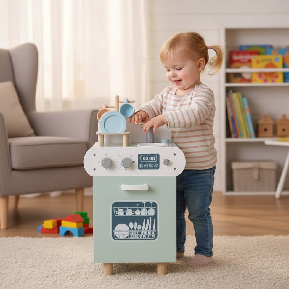 Wooden Dishwasher Play Kitchen Set for Kids